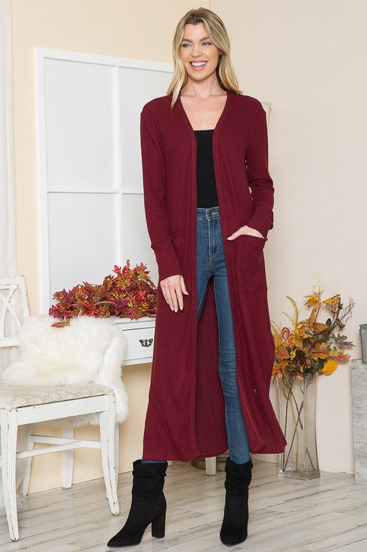 Brushed Rib, Long Cardigan w/Pockets USA 🇺🇸