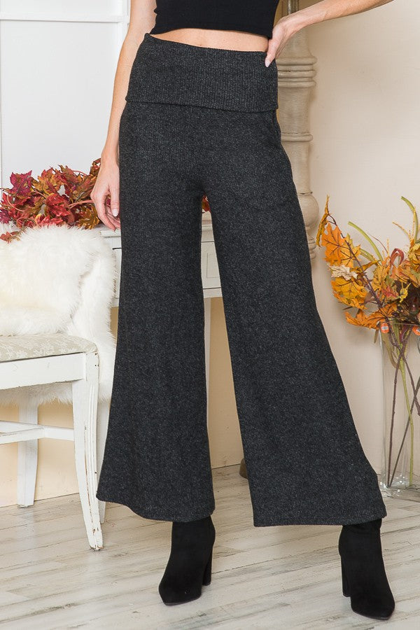 Rib Brush Wide Leg Pants with Pockets USA 🇺🇸