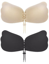 Load image into Gallery viewer, Lace-up Adhesive Bra Sticky Bra, Black or Beige, Women's Undergarments