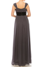 Load image into Gallery viewer, Decode, Dark Grey Ruched, & Empired Waisted Chiffon Maxi Gown SIZE 8 Available!