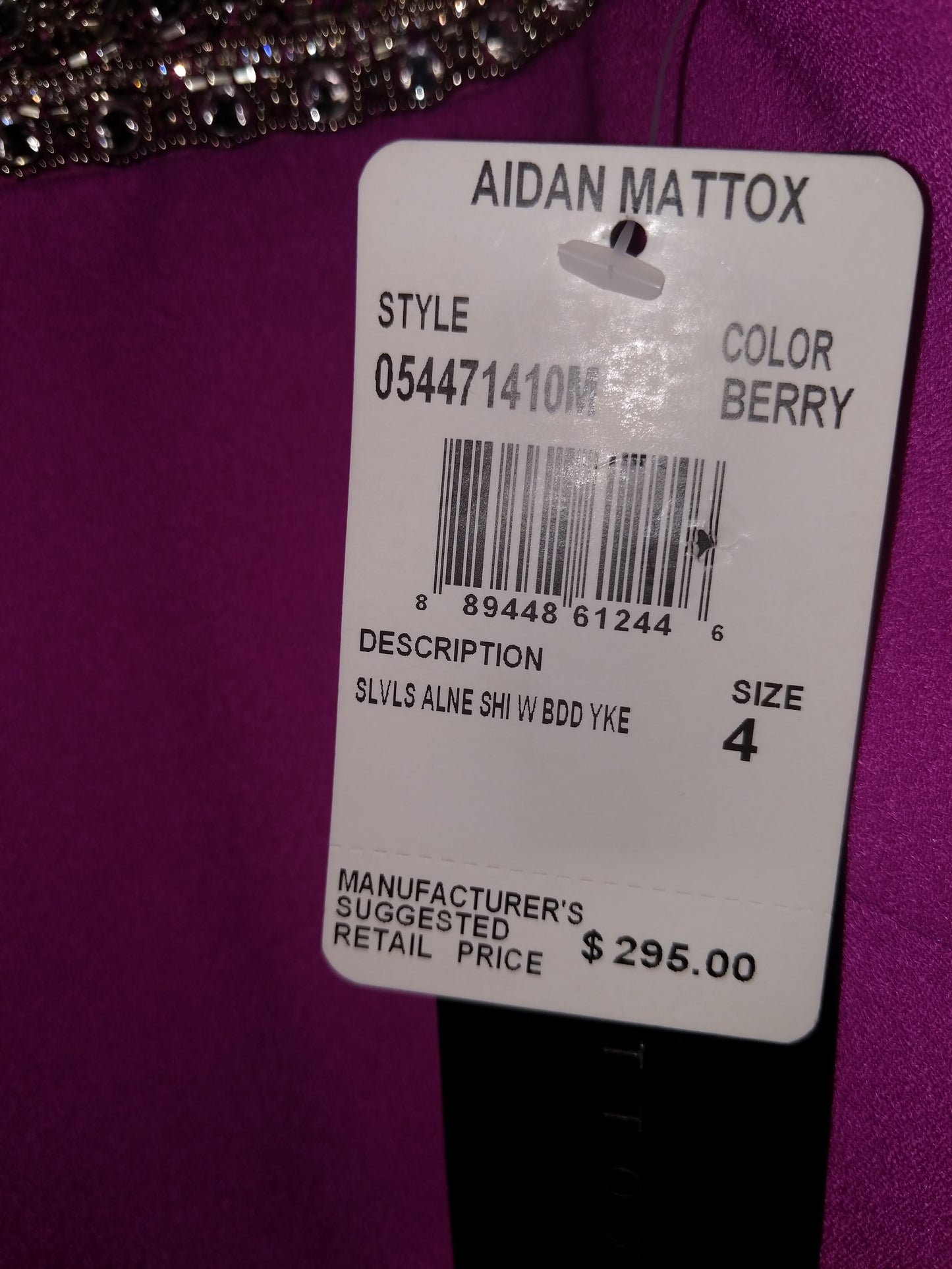 LAST ONE Aidan Mattox, Luxe Berry Embellished Cocktail Mini, Size XS/4 Remaining, Women's Party Apparel, Evening Attire