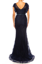 Load image into Gallery viewer, Aspeed Apparel's Belted Long Mermaid Navy Gown XS & SM REMAIN!