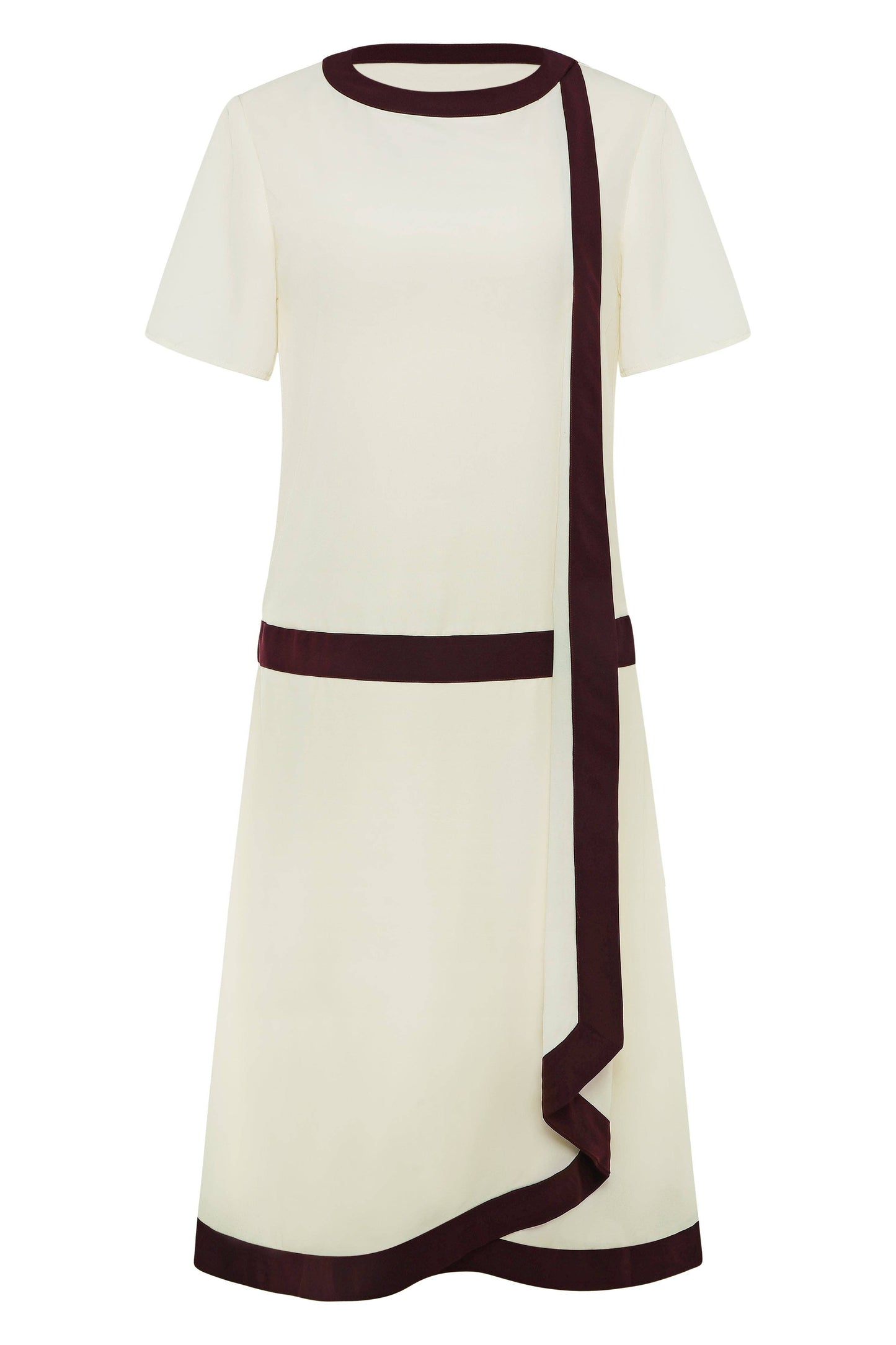 LAST ONES! MEDIUM SIZES 8 & 10 REMAIN, Downton Abbey Replica! Cascading Ruffle, Premium Gatsby ColorBlock Day Dress Women's Classic Attire