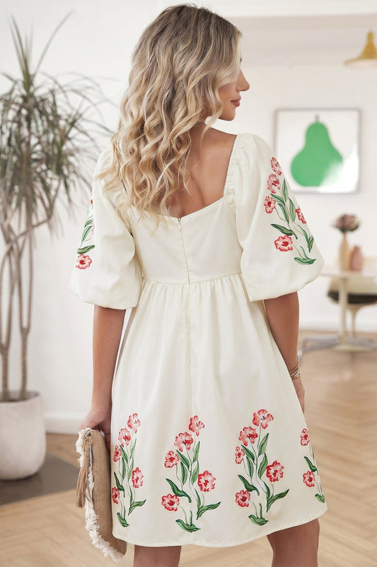 Puff Sleeve Babydoll Mini Day Dress