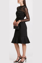 Load image into Gallery viewer, WHT or BLK,  London Times Pearl Illusion Mock Neck