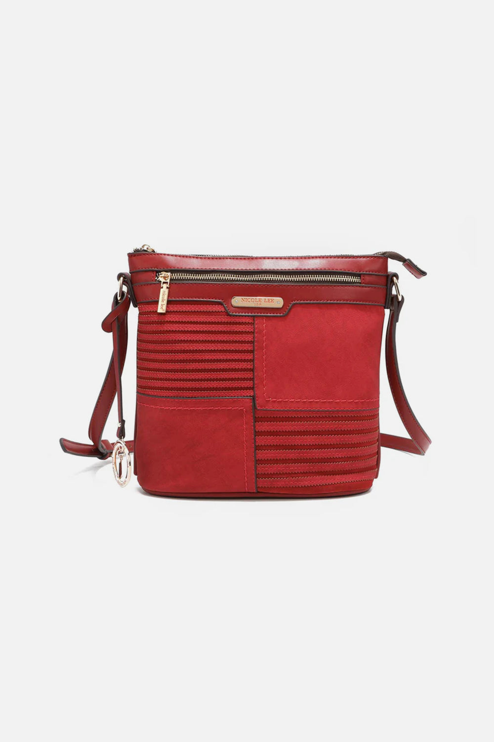 Nicole Lee USA Scallop Stitched Crossbody Bag RED or BLACK