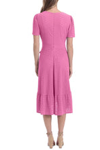 Load image into Gallery viewer, London Times Orchid Faux Wrap Day Dress For Petites