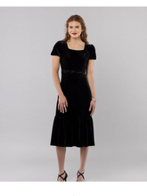 Load image into Gallery viewer, A+ Betty Hannah Stretchy Velvet Holiday Cocktail Party Midi