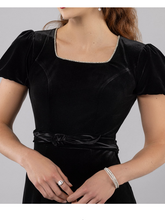 Load image into Gallery viewer, A+ Betty Hannah Stretchy Velvet Holiday Cocktail Party Midi