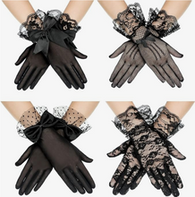 Load image into Gallery viewer, Floral Lace Gloves BLK/WHT - Short/Long, See Style Choices
