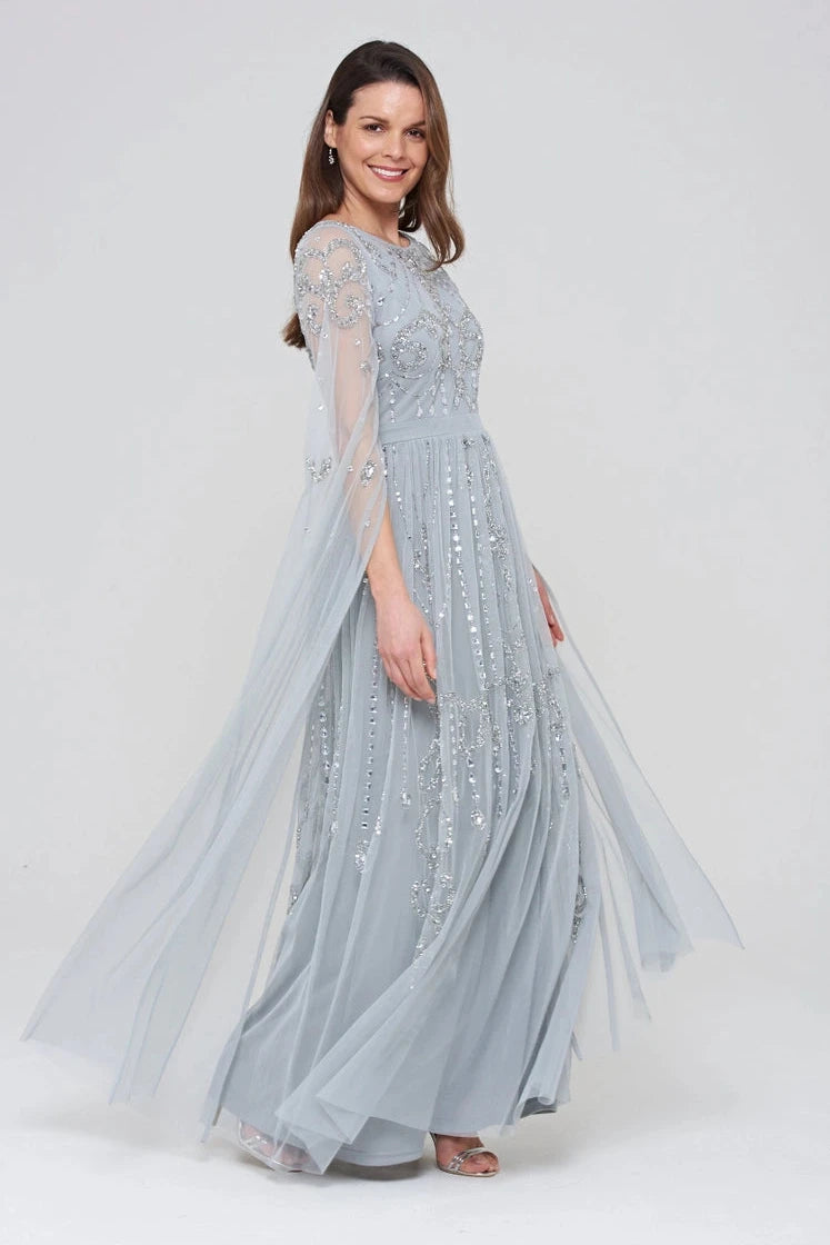 LAST ONES, Amelia Rose Henrietta Bejeweled Silver-Grey Formal Gown Only Sizes 2/4 & 4/6 Remaining! Women's Formals, Event Attire