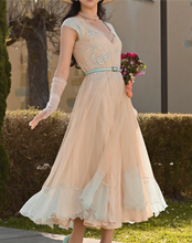 Load image into Gallery viewer, LAST ONES! SM(4) & XLG(14) ONLY - Nataya Nude/Mint, Multi-Use Silk Stitched, "Ayla" Day Dress Party, Cocktail Women's Apparel