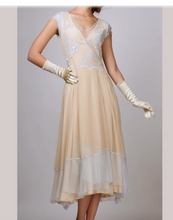 Load image into Gallery viewer, LAST ONES! SM(4) & XLG(14) ONLY - Nataya Nude/Mint, Multi-Use Silk Stitched, "Ayla" Day Dress Party, Cocktail Women's Apparel