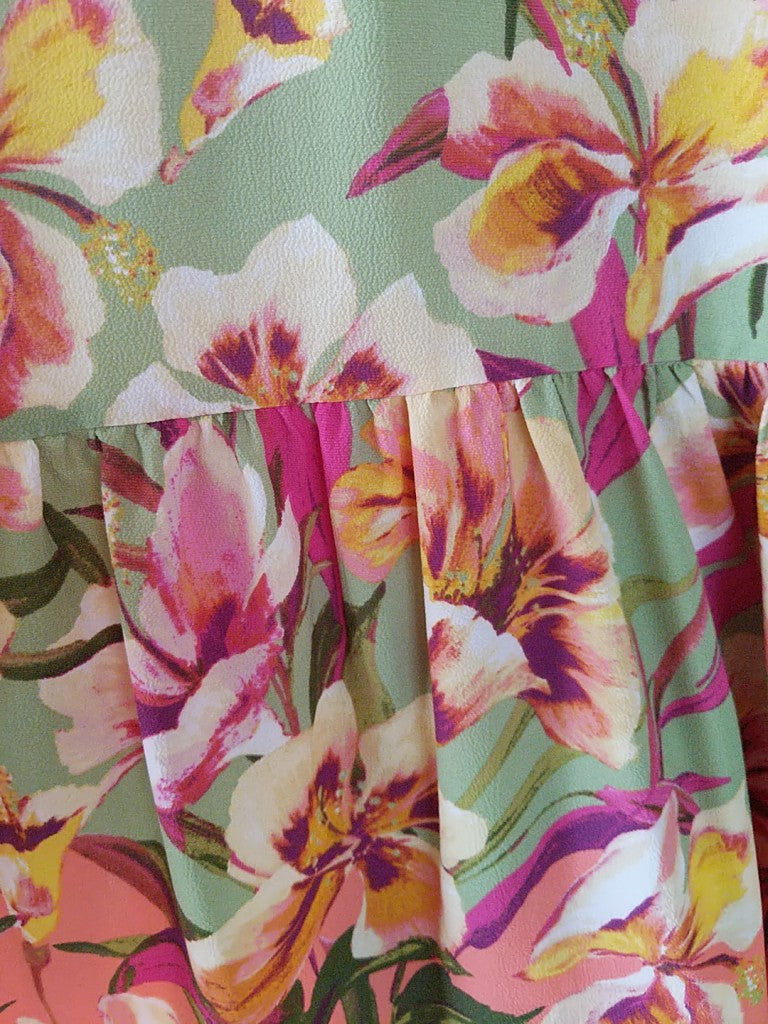 LAST ONE! SIZE LG/16 REMAINS London Times 3/4 Sleeve Floral Print Maxi Dress