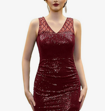 Load image into Gallery viewer, Wine Red Flapper Cocktail Dress, SM/MED/LG Available, Women&#39;s Party Apparel
