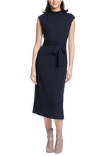 Load image into Gallery viewer, Maggy London Navy Cap Sleeve Midi, w/Buttoned Side Slit