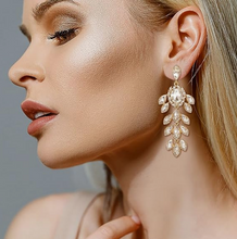 Load image into Gallery viewer, Last Ones! Austrian Crystal Chandelier Dangle Drop Earrings, Art Deco Teardrop Rhinestone Statement Earrings