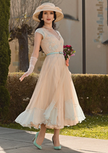 Load image into Gallery viewer, LAST ONES! SM(4) & XLG(14) ONLY - Nataya Nude/Mint, Multi-Use Silk Stitched, "Ayla" Day Dress Party, Cocktail Women's Apparel