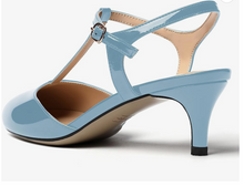 Load image into Gallery viewer, Baby Blue Patent Leather Kitten Heels
