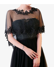 Load image into Gallery viewer, Black Embroidered Tulle Bolero -or- White w/Silver Sequin & Beads Bolero Women's Party Attire