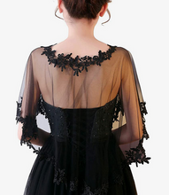 Load image into Gallery viewer, Black Embroidered Tulle Bolero -or- White w/Silver Sequin & Beads Bolero Women's Party Attire