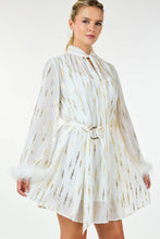 Load image into Gallery viewer, LAST ONES! Great Price! CQbyCQ's Metallic Print & Feathered Cocktail Mini, Women's Party, New Years! Holiday Apparel, Evening Attire