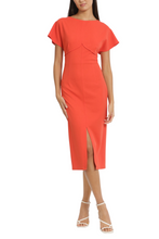 Load image into Gallery viewer, Donna Morgan Flutter Sleeve Sheath Midi Day Dress, Women's Office, Lunch, Shopping, Modest Apparel