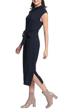 Load image into Gallery viewer, Maggy London Navy Cap Sleeve Midi, w/Buttoned Side Slit