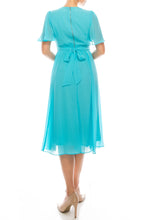 Load image into Gallery viewer, Gabby Skye Turquoise Crepe Chiffon Midi, SM Sizes 6 &amp; 8 ONLY! Women&#39;s Day Dress, Casual, Office Apparel
