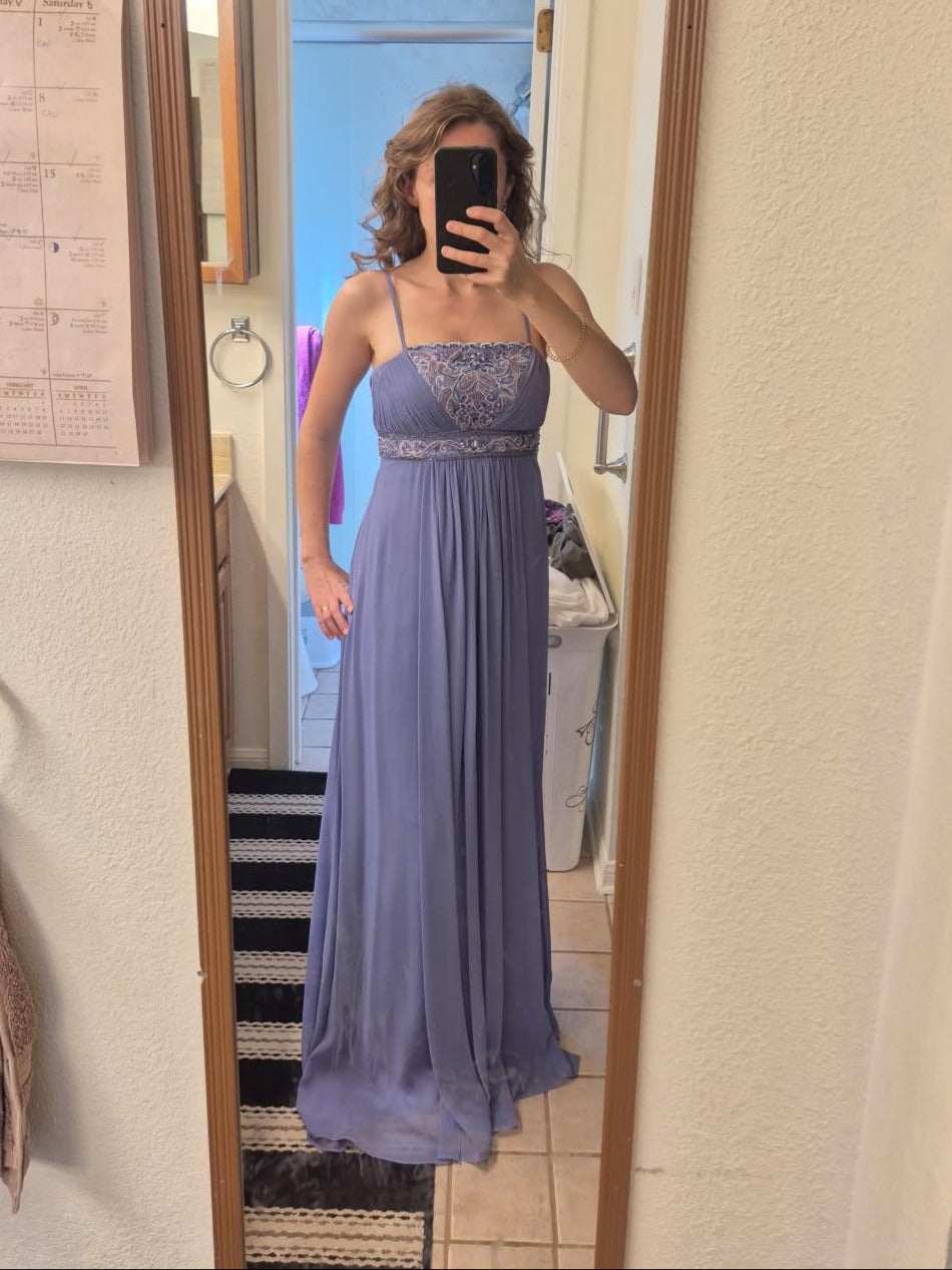 Size SM/6 - LAST ONES, ON SALE< Tres Chic & Great Price! Violet, Sue Wong Periwinkle, Ruched Bust Chiffon Gown SMALL REMAINS!