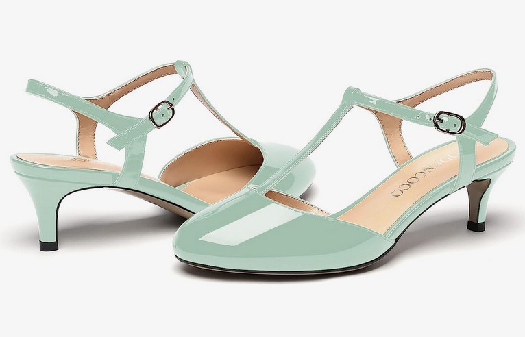 Pastel Minty, Turquoise Hue'd Patent Leather Kitten Heels
