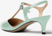 Load image into Gallery viewer, Pastel Minty, Turquoise Hue&#39;d Patent Leather Kitten Heels
