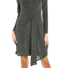 Load image into Gallery viewer, London Times Draped Shimmer Cocktail Dress