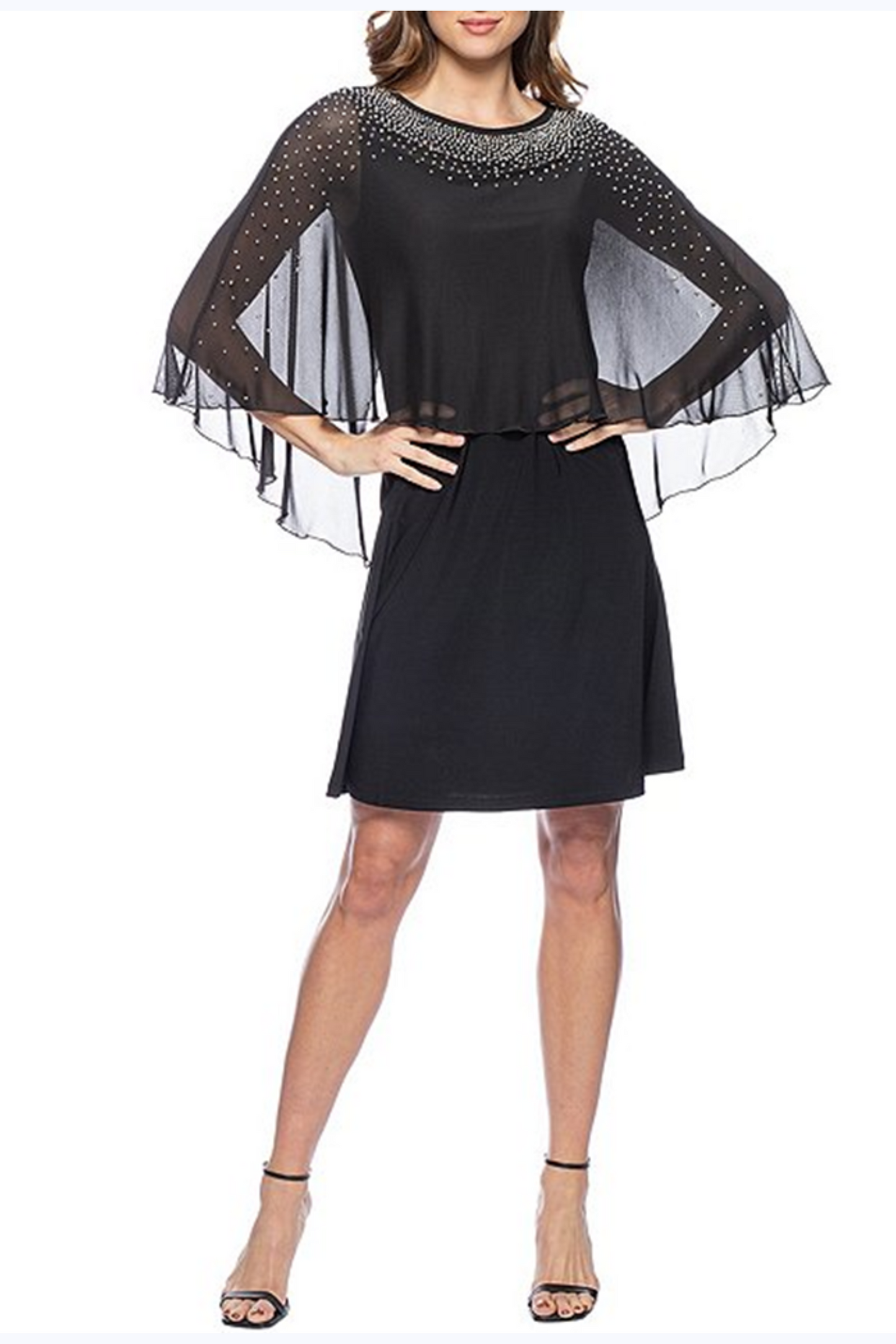 SIZE MED - LAST ONE, ON SALE! USA 🇺🇸 Made, Marina Sheer Capelet Cocktail, Women's Formals Party Attire