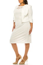 Load image into Gallery viewer, A+ Brianna Milay White 2PC Tulle Trim Day Dress, Women&#39;s Apparel, Office, Reception, Church
