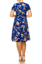 Load image into Gallery viewer, By Peach Velvet Apparel, Metallic Floral Day Dress White or Royal Blue Women&#39;s Apparel, Midi Dress
