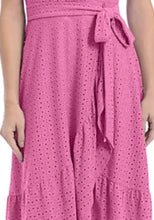 Load image into Gallery viewer, London Times Orchid Faux Wrap Day Dress For Petites