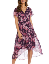 Load image into Gallery viewer, RM Richards USA Made Plum Chiffon Floral Midi Day Dress 6/14/16 Remaining!  USA 🇺🇸
