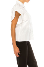 Load image into Gallery viewer, Vivid Bejeweled White 100% Cotton Blouse, Sizes M & XL ONLY, Women's Classic Apparel, Engagements, Office, Party Attire