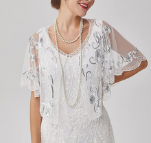Load image into Gallery viewer, Black Embroidered Tulle Bolero -or- White w/Silver Sequin & Beads Bolero Women's Party Attire