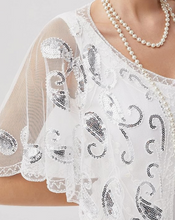 Load image into Gallery viewer, Black Embroidered Tulle Bolero -or- White w/Silver Sequin & Beads Bolero Women's Party Attire