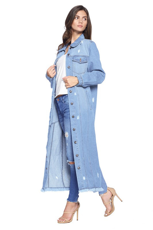 Blue Age Distressed Denim Trench See Colors