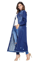 Load image into Gallery viewer, Blue Age Distressed Denim Trench See Colors
