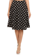 Load image into Gallery viewer, Polka Dot Print, Knee Length Skirt Black or White SM/M/LG USA 🇺🇸