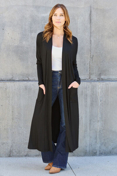 Basic Bae Apparel Long Open Front Duster, See Colors! Women's Cardigans, Sweaters Casual Attire