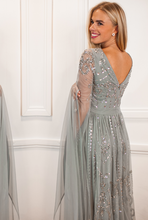 Load image into Gallery viewer, LAST ONES, Amelia Rose Henrietta Bejeweled Silver-Grey Formal Gown Only Sizes 2/4 & 4/6 Remaining! Women's Formals, Event Attire