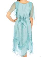 Load image into Gallery viewer, nataya age of love 1920s turquoise day dress sm/m/lg
