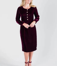 Load image into Gallery viewer, joy velvet dress w/rhinestone buttons sm & med