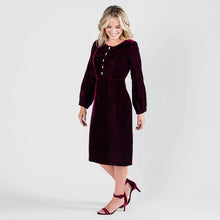 Load image into Gallery viewer, joy velvet dress w/rhinestone buttons sm & med med