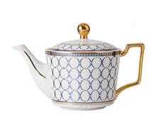 Load image into Gallery viewer, exquisite bone china gilt gold & blue tea pot and/or matching tea cups/saucers/spoons tea pot